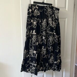 NWOT Coldwater Creek Tiered Maxi Skirt in Black & Cream PXL